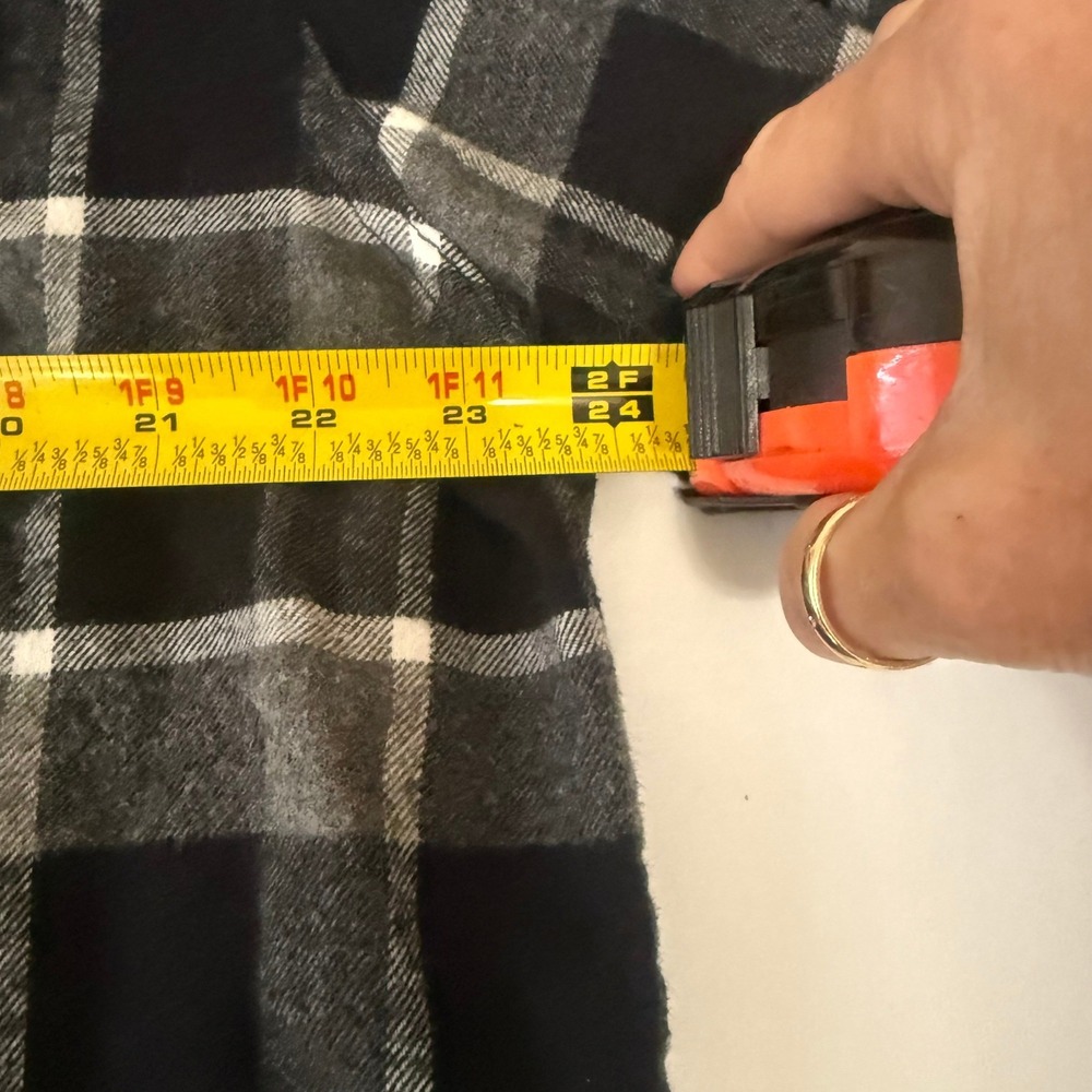 Weatherproof Vintage Mens XXL Plaid Flannel Shirt Black Gray Button Up Long Slv. - Picture 10 of 11